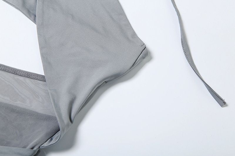 Conjunto de vestido de primavera para mujer, blusa de manga larga ajustada de color liso con cuello halter y cordones.