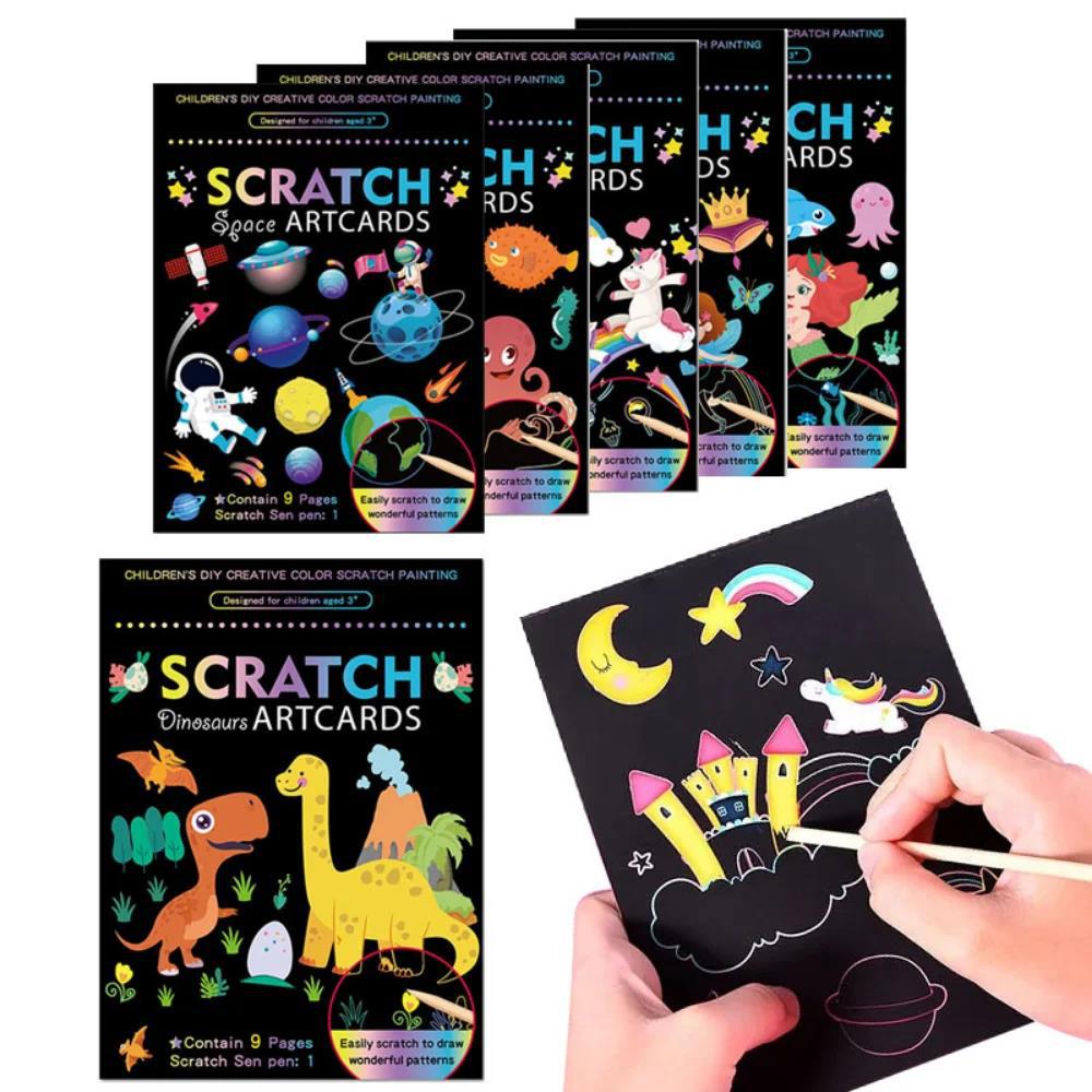 [Magic Rainbow Color Scratch Art Painting Paper Card Kit]