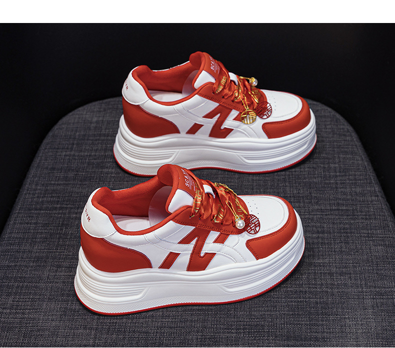 Giày sneaker nữ đế dày tăng chiều cao phong cách thể thao — M2963 màu đen, M2963 màu trắng, M2963 màu đỏ chi tiết 21