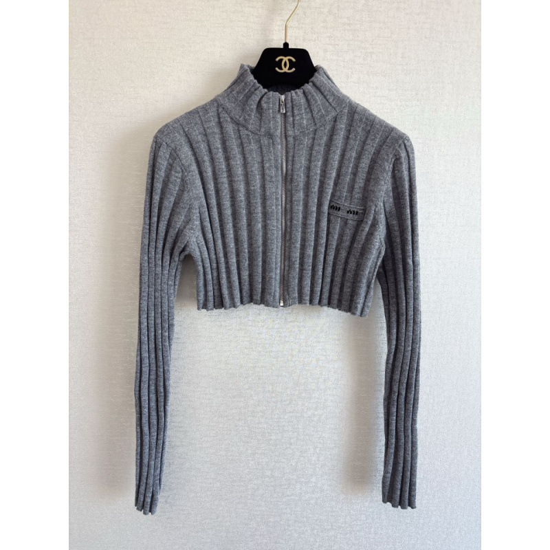 Hong Kong Style Slimming Wool Knitted Cardigan Double Zipper Jacket for Women Early Autumn Versatile Stand Collar Short Style Hong Kong Style Slimming Wool Knitted Cardigan Double Zipper Jacket for Women Early Autumn Versatile Stand Collar Short Style
