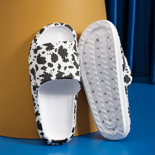 Cross-border wholesale summer mud-slip feeling thick-soled indoor home use EVA leopard print slippers couple sandals