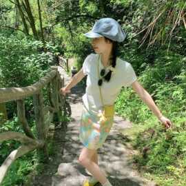 度假A包臀裙时尚低腰半身裙女印花潮风海边绝美字活力油画夏日感