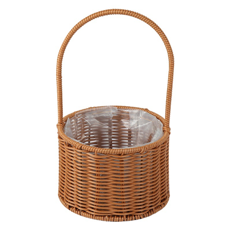 Cesta Tejida para Flores de Ratán de Plástico Tejida a Mano y Decorativa para Bodas y Hogar image 1