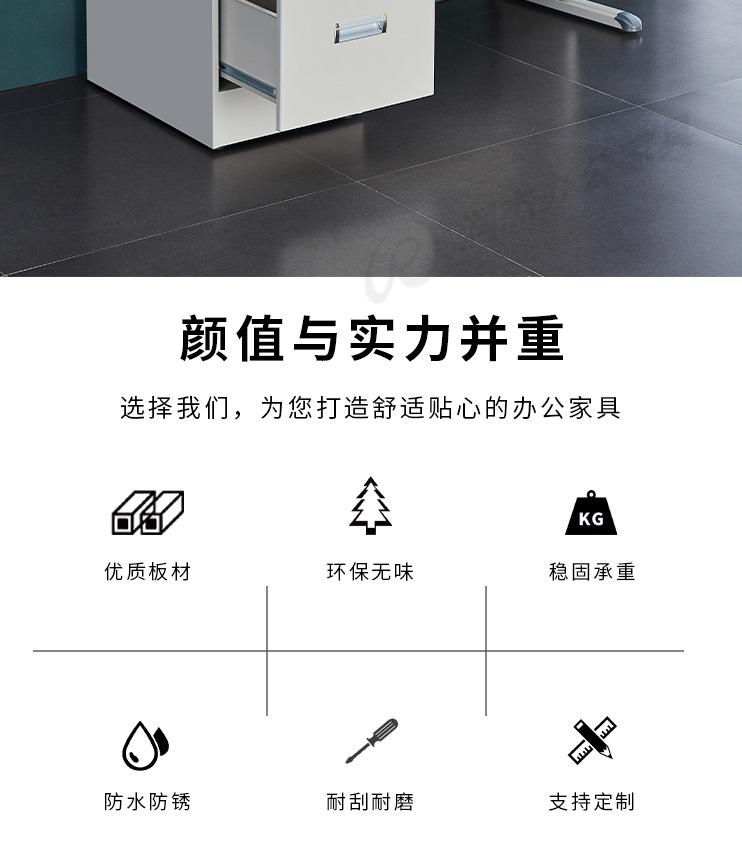 睿德珑-钢制加厚办公桌1.6米电脑桌抽屉员工单人写字书桌办公