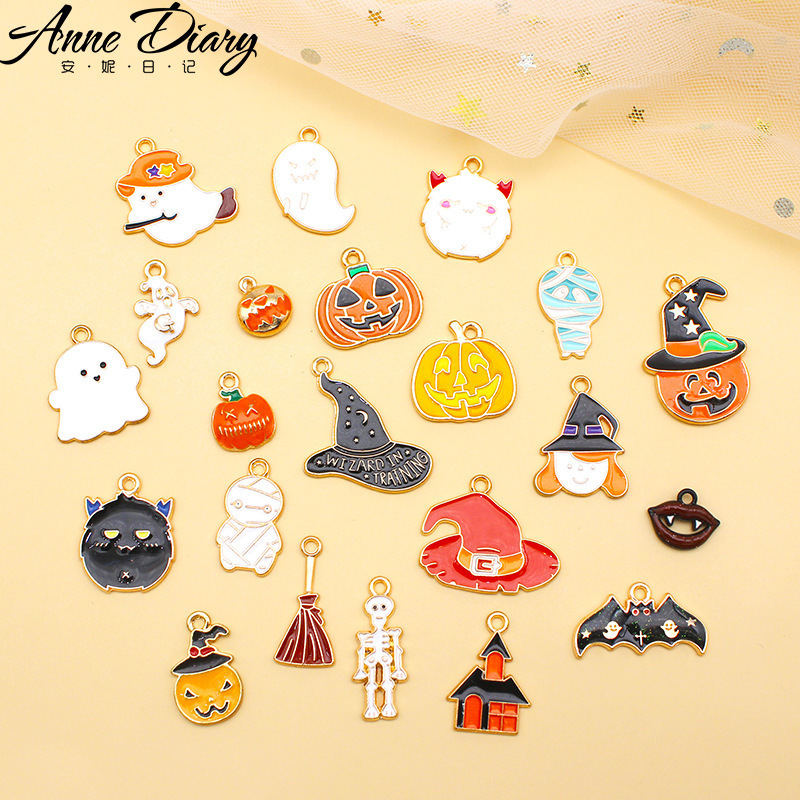 Strictly selected diy ornaments with Q version Halloween alloy oil dripping ghost festival ghost imp pumpkin witch hat mummy pendant