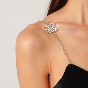 European and American fashion temperament simple personality rhinestone butterfly shape shoulder chain high sense sling chain DIY accessories