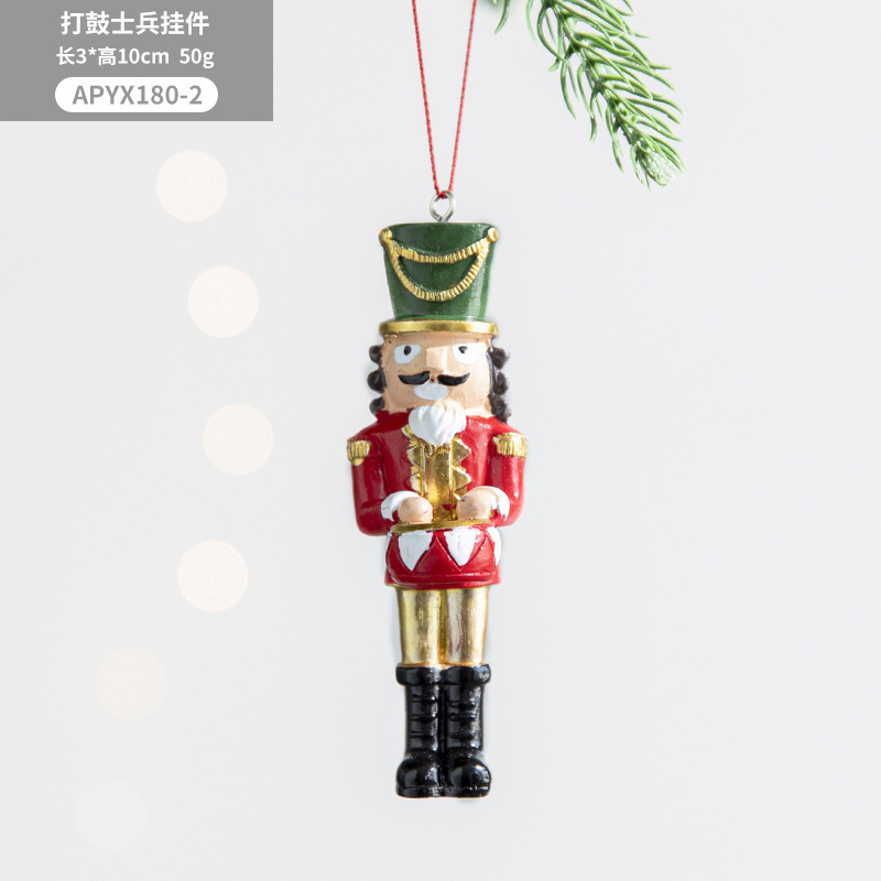 クロスボーダー人気の10CM樹脂くるみ割り人形兵士ペンダントクリスマスツリーアクセサリー装飾ペンダント|undefined