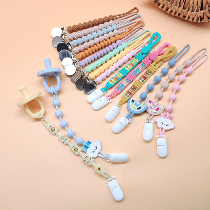 Cross-border gum anti-drop chain baby molars toy data line silicone anti-drop rope baby pacifier chain clip