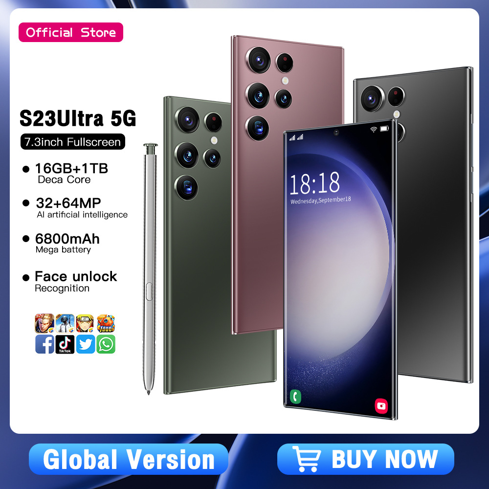 1:1现货S23Ultra5G跨境新3G安卓2+16智能手机 6.7穿孔屏外贸代发