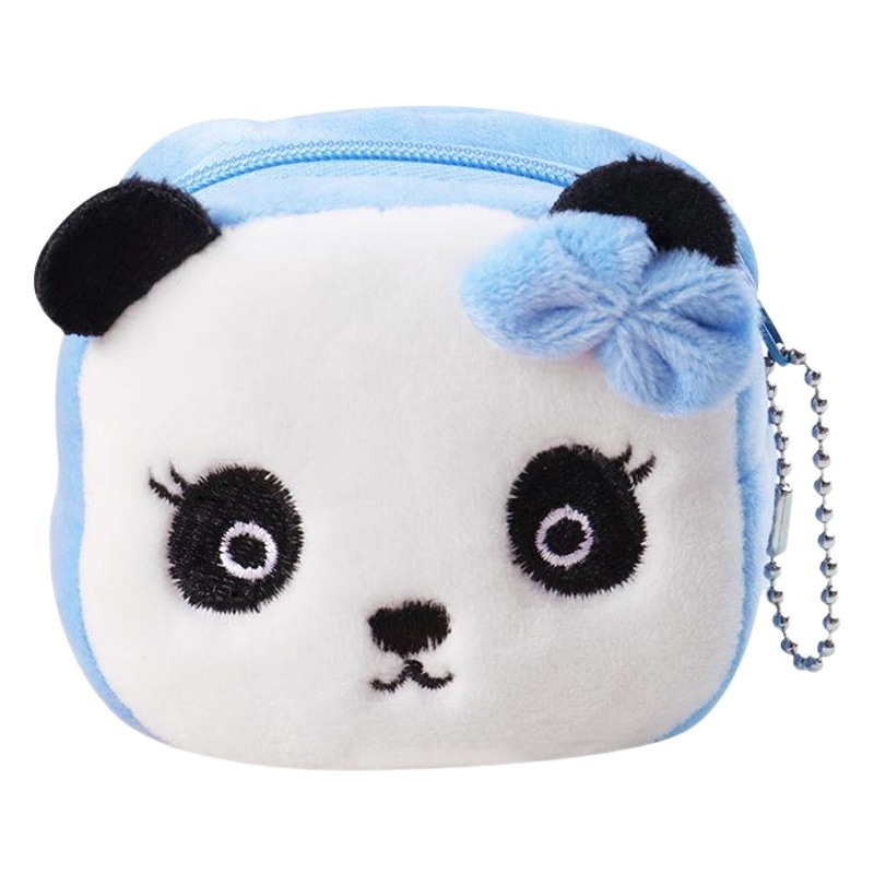 Cartoon Cute Animal Pattern Plush Square Ladies Small Zipper Coin Purse Creative Gift Short Key Bag