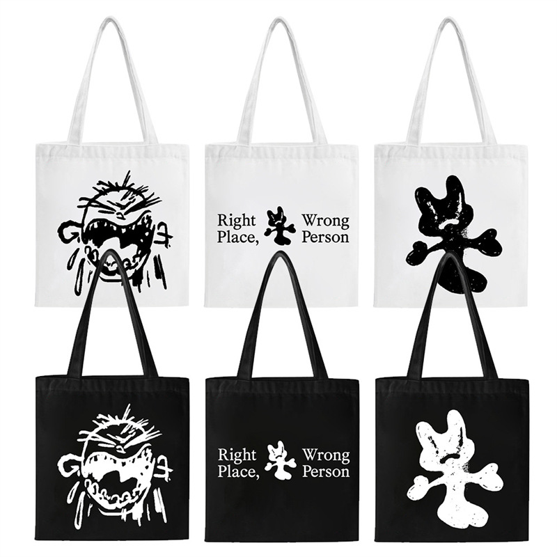 金南俊RELEASED趣味文字logo帆布袋文艺单肩包rm学生手拎手提女包