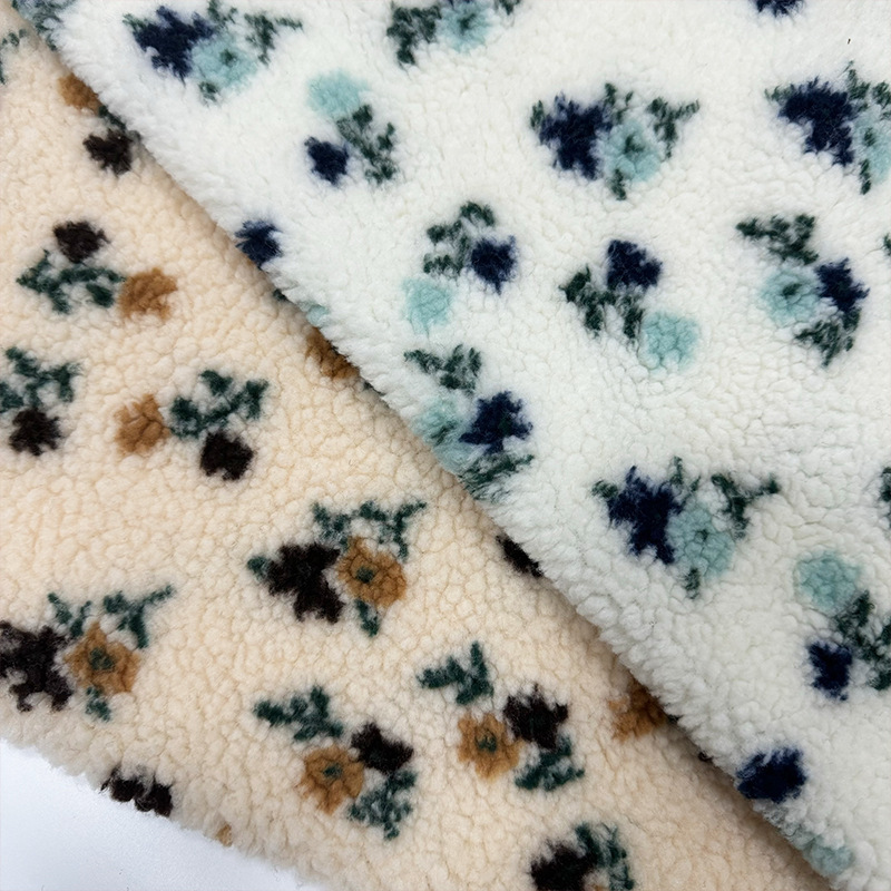 New Lamb Wool Jacquard Small Floral Particles Cashmere Printed Autumn and Winter Coat Bags Crafts Fabric in stock