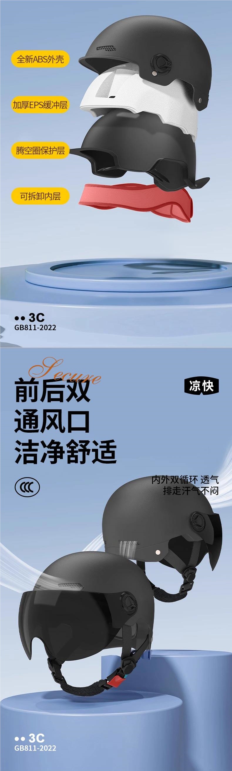 New National Standard 3C Electric Vehicle Helmet, Unisex, Suitable for All Seasons, Sun Protection, Windproof, Adjustable Half Helmet