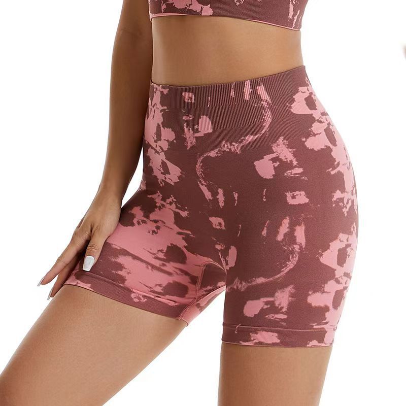 Comercio exterior transfronterizo sin costura impresión de punto camuflado pantalones cortos de yoga para correr al aire libre pantalones de gimnasio abdominales de cintura alta