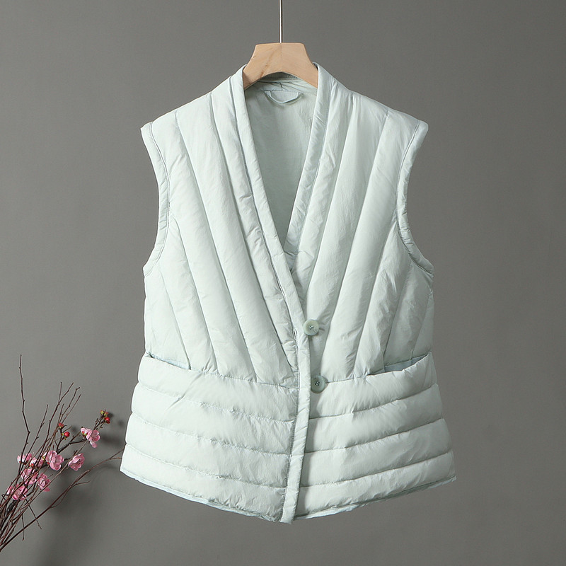 26 New Styles of down Vest for Women, V-Neck, Versatile Short-Sleeve Vest for Petite Women, Warm Vest for Ladies