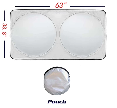Car double ring sun: Sun shade - silver-back-black-16086cm