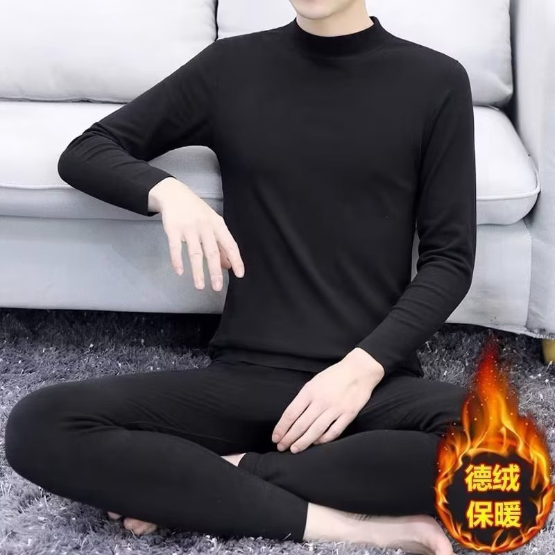 Spring and Autumn German Velvet Suit Solid Color Tight Fashion Top Pajamas Youth Thermal Underwear Outer Wear suit Wholesale