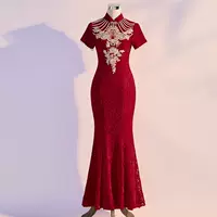 Новый китайский костюм Cheongsam для тостов для невесты на весну 2025 новый рыбий хвост тонкая свадебная помолвка юбка женская дверь