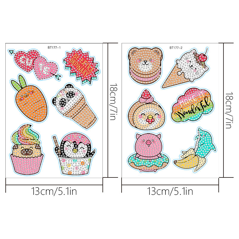 Pintura de Diamantes con Diseño de Arcoíris de Dibujos Animados, Pegatinas Aleatorias para Pared de Ladrillos, Pegatinas Redondas de PVC para Niños