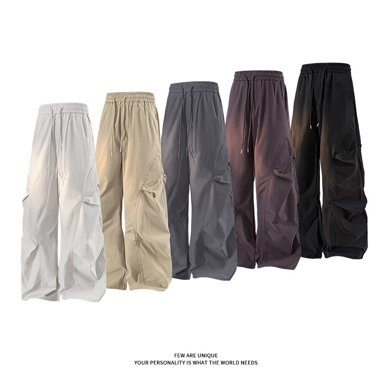 Outdoor Functional Wind Speed Dry Work Pants Men Spring Autumn Pleated Hiking Paratrooper Pants Trendy Brand Sports Casual Long Pants