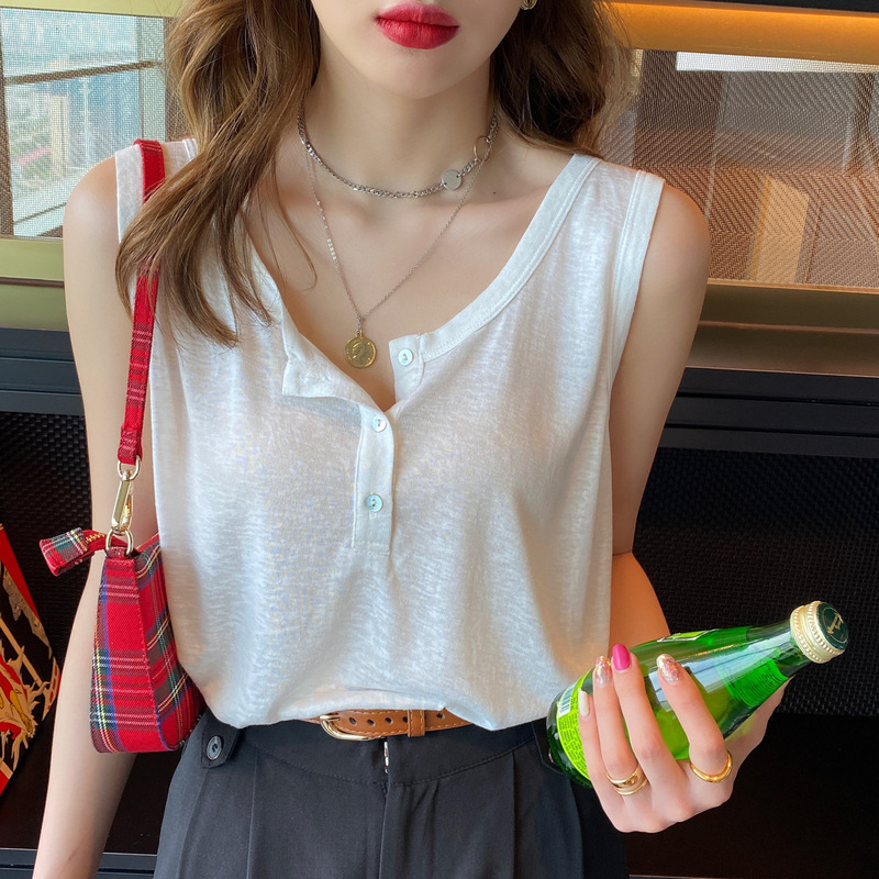 Women's Summer Camisole, White Base Layer, 2026 New Summer Style, Loose Sleeveless T-Shirt Top