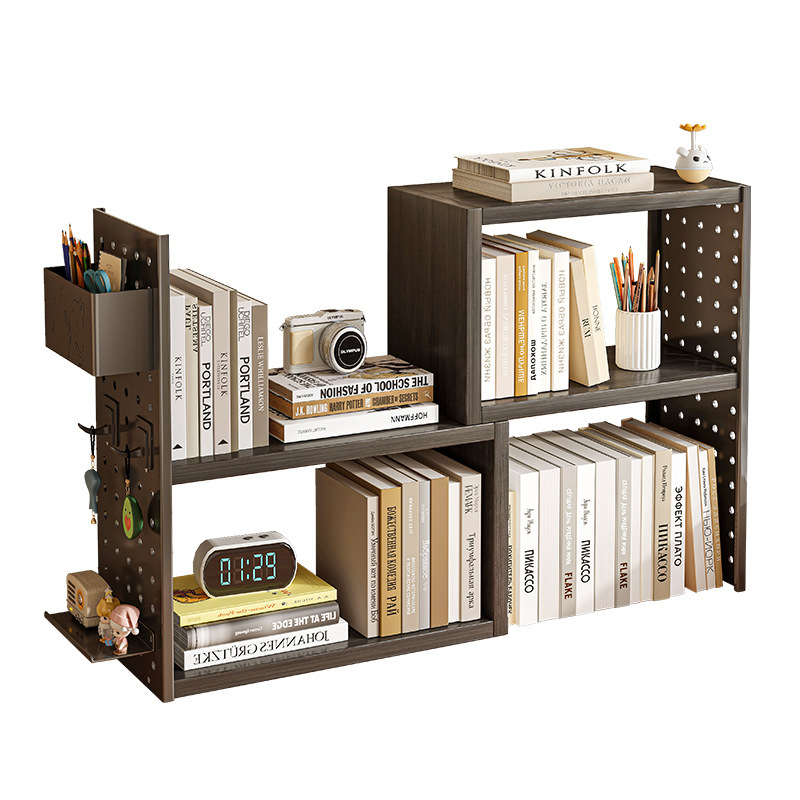 Estantería de escritorio Estante retráctil Tablero de agujero vertical Estante de almacenamiento de escritorio Estante dividido simple para el hogar de los estudiantes