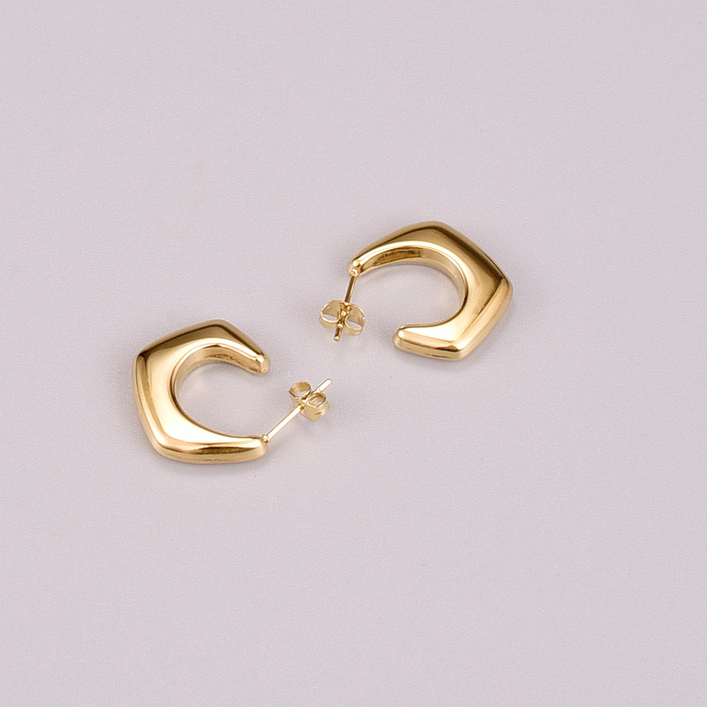 18K Gold Plated Plating Material No Inlaid Inlay Material Heart Plating 304 Stainless Steel Titanium Steel No Inlaid 18K Gold Plated Vacuum Plating PVD Coated Earrings