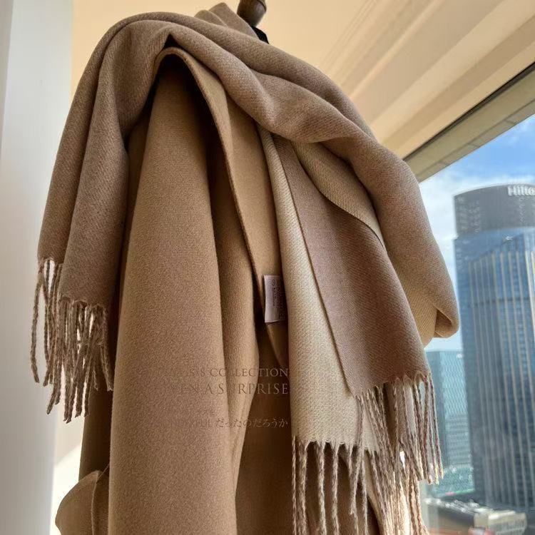 Business meeting and annual meeting gifts, cross-border hot-selling multi-color tassel cashmere scarf, winter warm solid color faux cashmere scarf