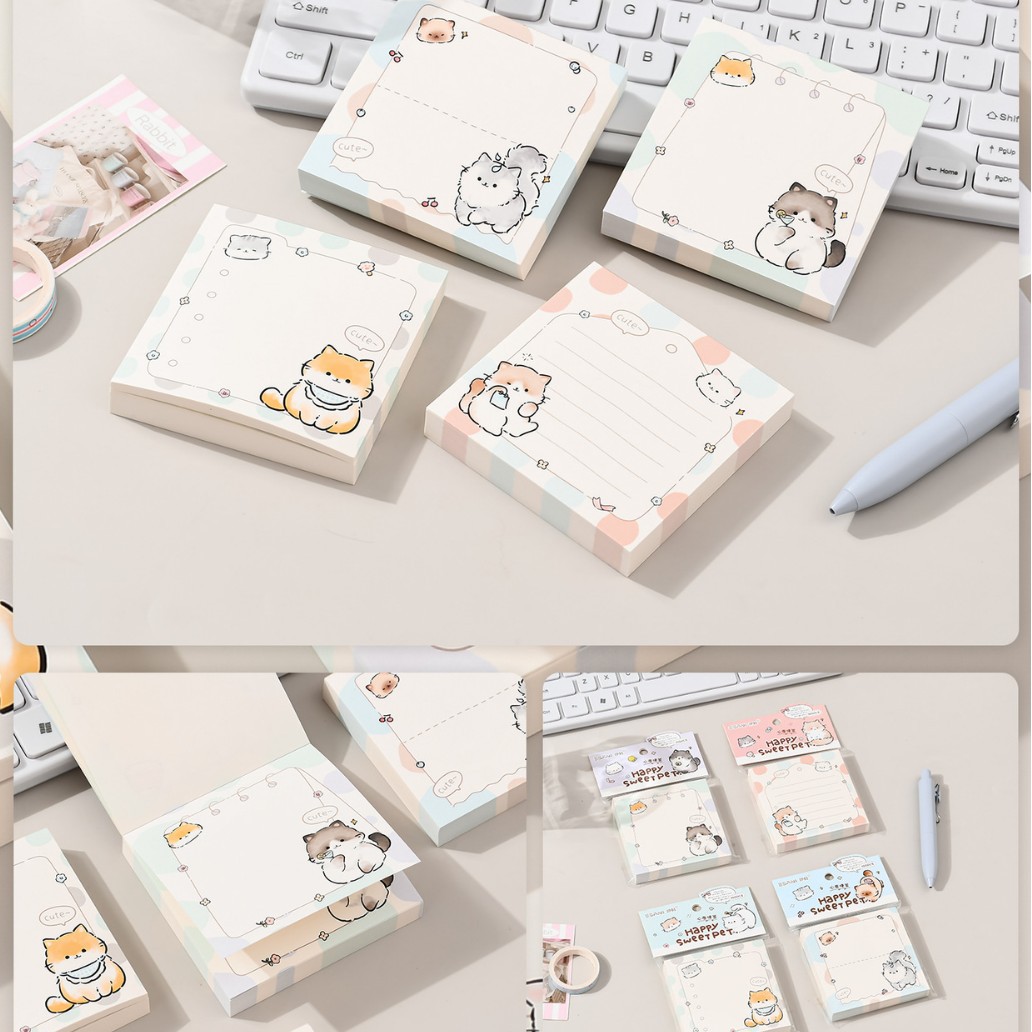 Inswind dibujos animados papel de notas no adhesivo cuaderno de notas de página de color para estudiantes de papel de notas de alto valor facial