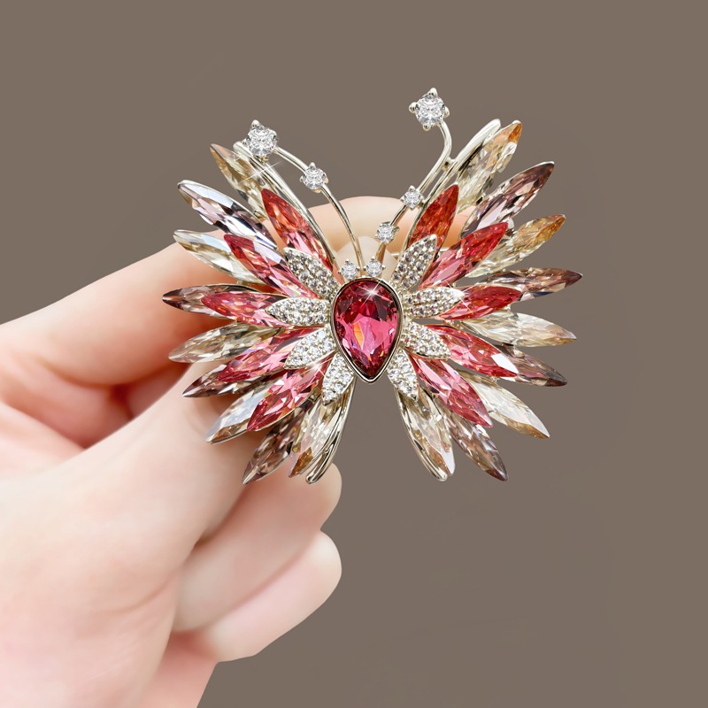 Schmetterling Brosche Für Damen Vintage Kristall Phönix Schmuck_voghion.com