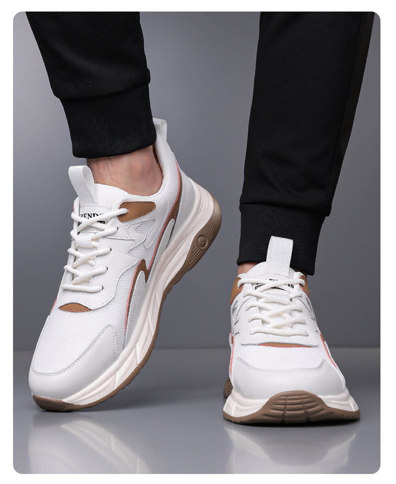 Giày thể thao nam da thật thoáng khí đế mềm, giày sneaker casual chạy bộ ngoài trời, gót 3-5 cm — HA8805 màu trắng, HA8805 màu đen chi tiết 13