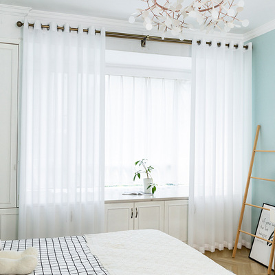 窗纱透光不透人加厚雪纺纱窗帘白色工程客厅窗纱成品纱帘新款