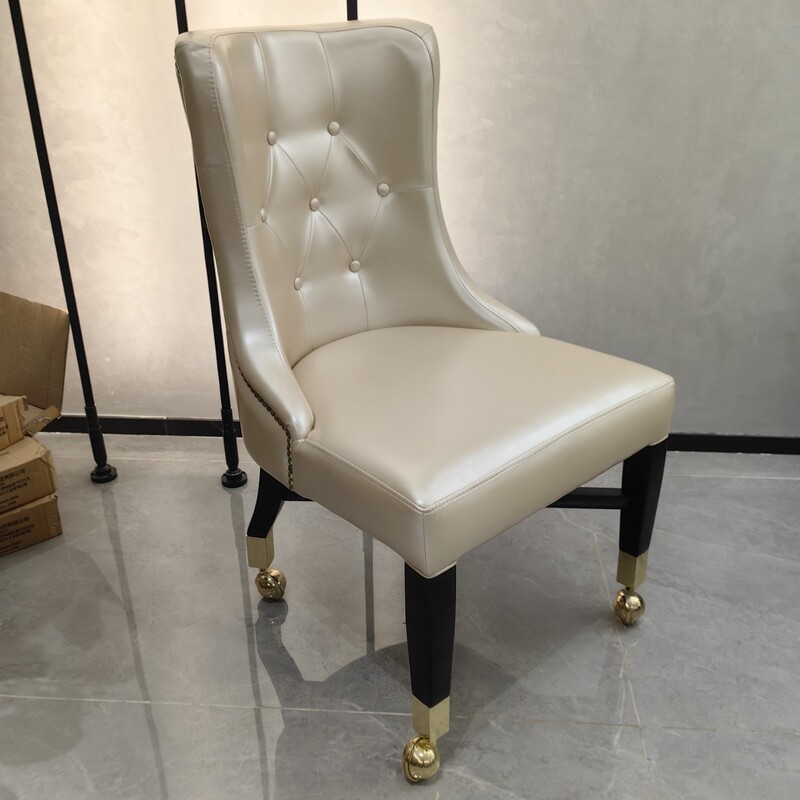 Macau casino leather soft bag pull buckle backrest universal wheel gambling table and chair Baccarat Chair Entertainment place commercial chair