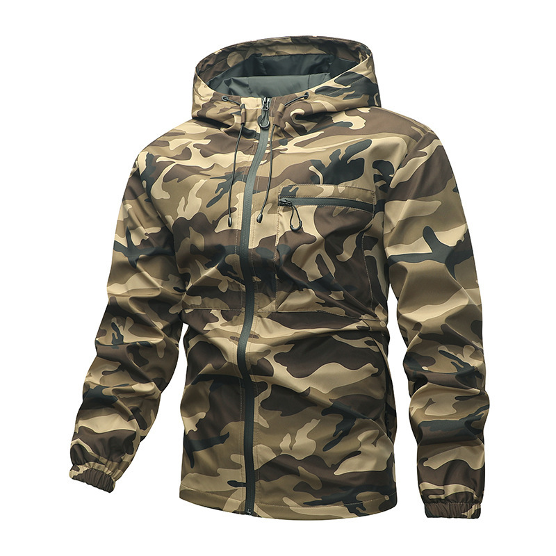 Men's Hooded Camouflage Workwear Jacket Cross-Border Outdoor Sports and Leisure Trendy Loose and Versatile Windproof Lightweight Men's Jacket