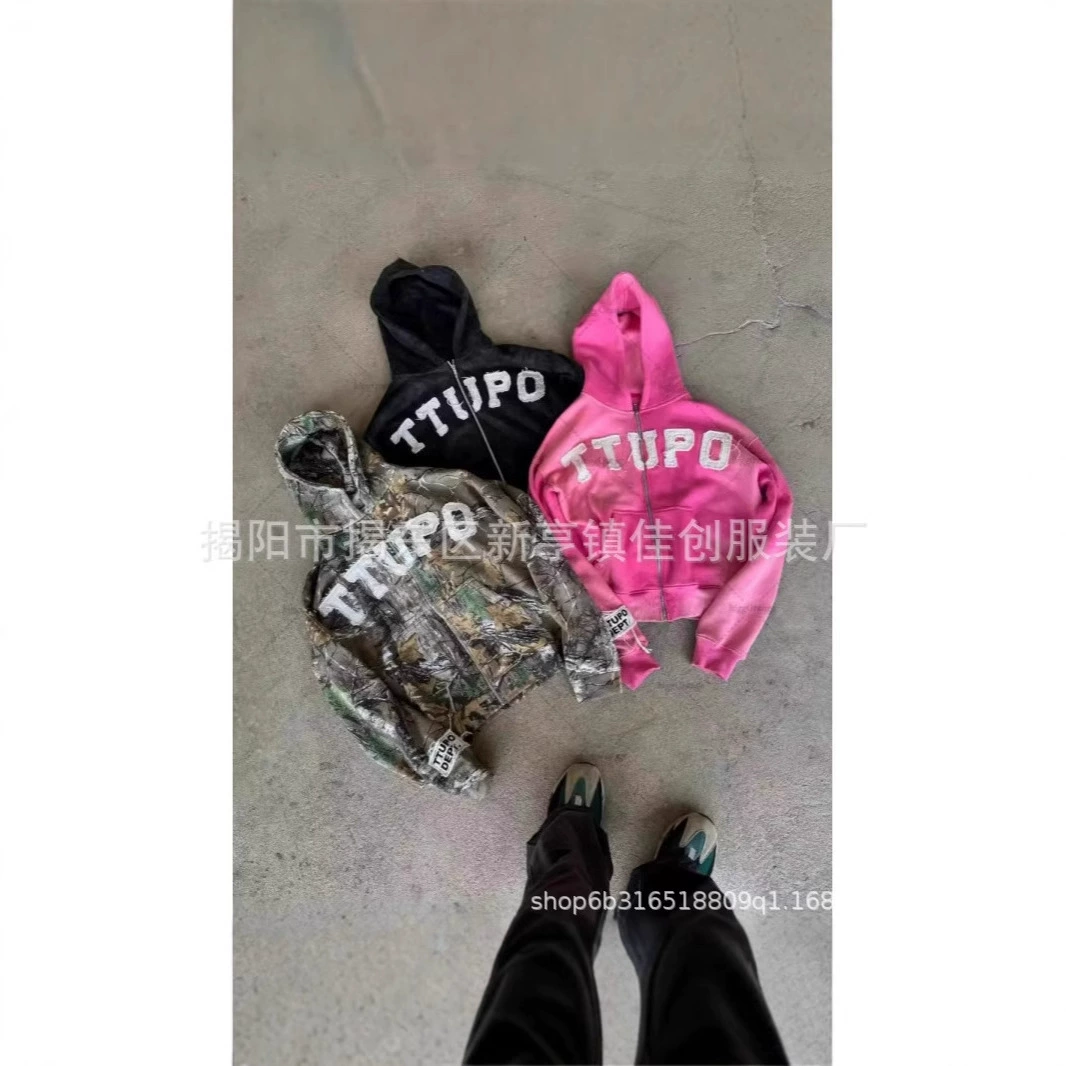 2024 новый американский ретро стирка с длинными рукавами рубашка с капюшоном модная тенденция свободный повседневный свитер куртка нейтральный