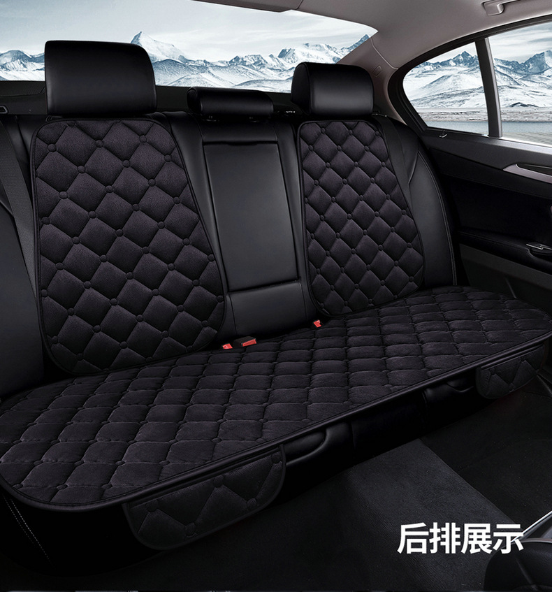 Cross-Border Winter Short Plush Car Seat Cushion Diamond-Shaped Anti-Slip Warm Small Three-Piece Set for Front and Rear Seats with Back Row