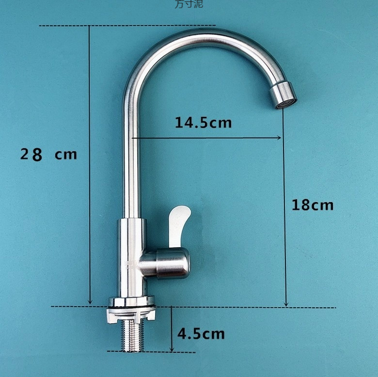 304 stainless steel single-cooling faucet, rotating sink for washing vegetables and washbasins, vertical and horizontal quick-opening faucet factory Item Picture
