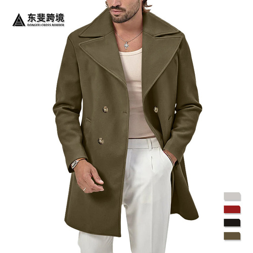 Men's Windbreaker Independent Station Windbreaker 2025 Spring and Autumn Men's Coat Middle-Long Style Casual Men's Outerwear