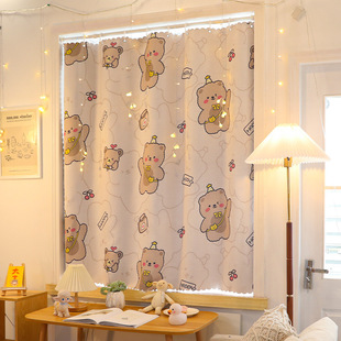 Punch-free Simple Small Curtain Telescopic Rod A Complete Set of Shading Cloth with Velcro Self-adhesive Rental