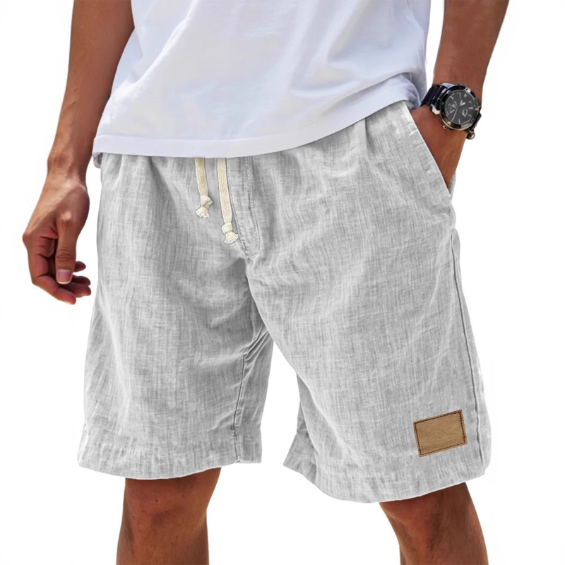 2025 cross-border Amazon new men's retro breathable linen loose holiday shorts fashion casual shorts
