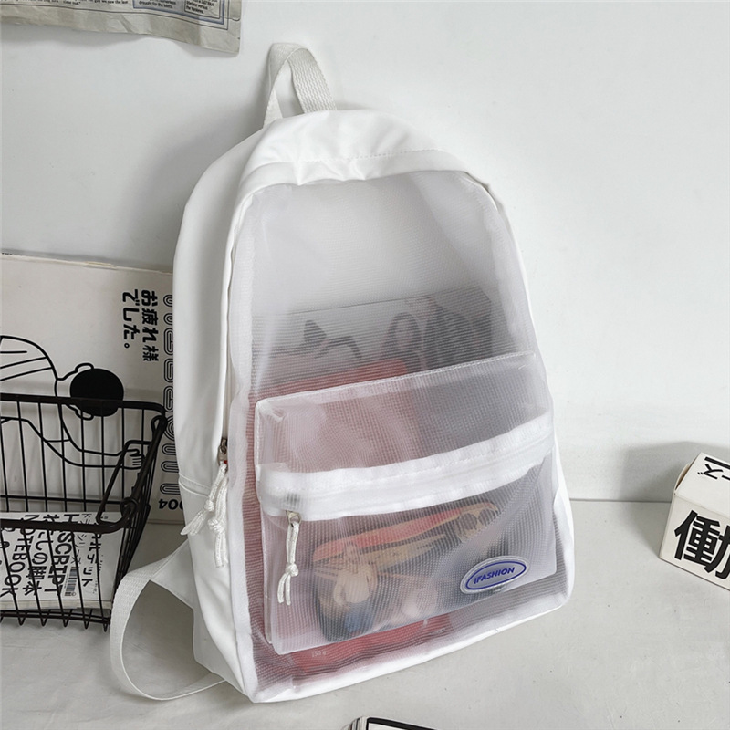 Backpack men's simple transparent large capacity travel backpack women's casual Japanese junior high school student schoolbag