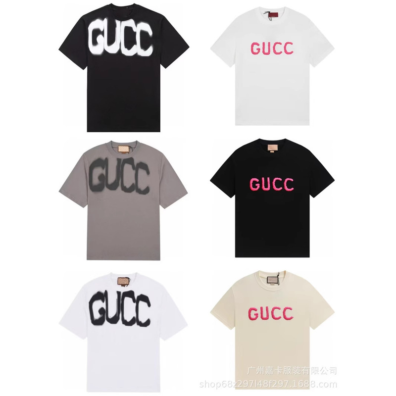 クロスボーダーハイエンドGファミリーTシャツラウンドネックフロントロゴ柄シリーズカジュアル男女同型半袖Tシャツ|undefined