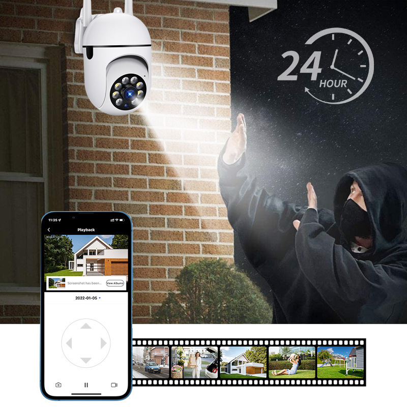 A7 inalámbrico WiFi cámara de vigilancia de seguridad 360 grados de visión nocturna remoto HD interior y exterior de la cámara montada en la pared