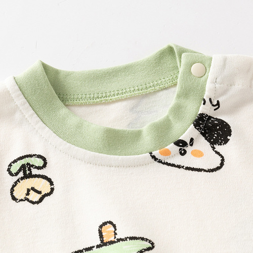 Autumn New Arrival Pure Cotton Boneless Shoulder-Sleeve Onesie Baby Long Sleeve Hooded Top Boneless Children's Climbing Suit Wholesale