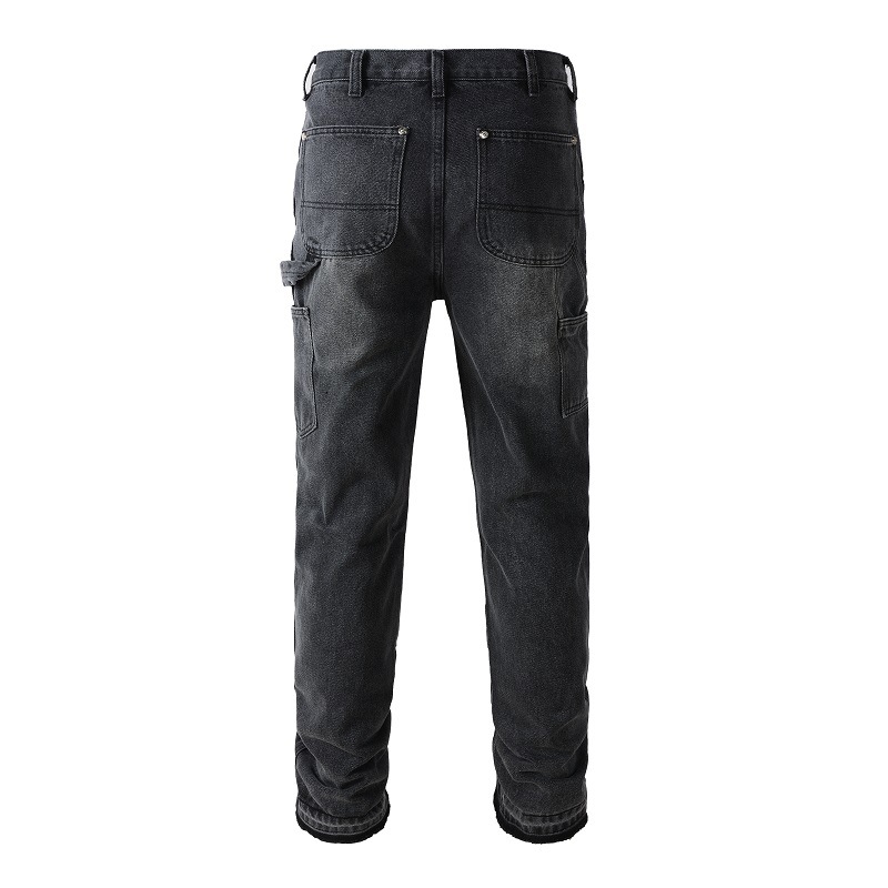 Herrenbekleidung Arbeitskleidung Holzfäller-Jeans im Multi-Pocket-Stil mit tiefen Taschen und weitem Bein, gerade, lockere Jeans ohne Stretch_voghion.com
