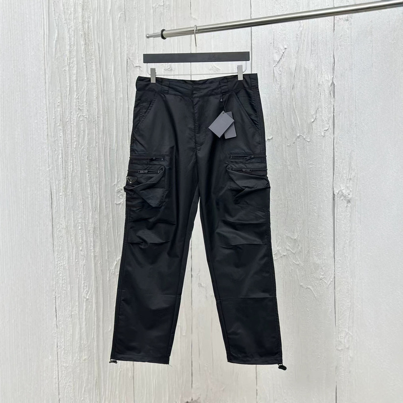 Foreign Trade Cross-Border Transshipment Warehouse Original Label Pra Triangle Iron Label Multi-Pocket Recycled Nylon Long Pants Workwear Pants Unisex