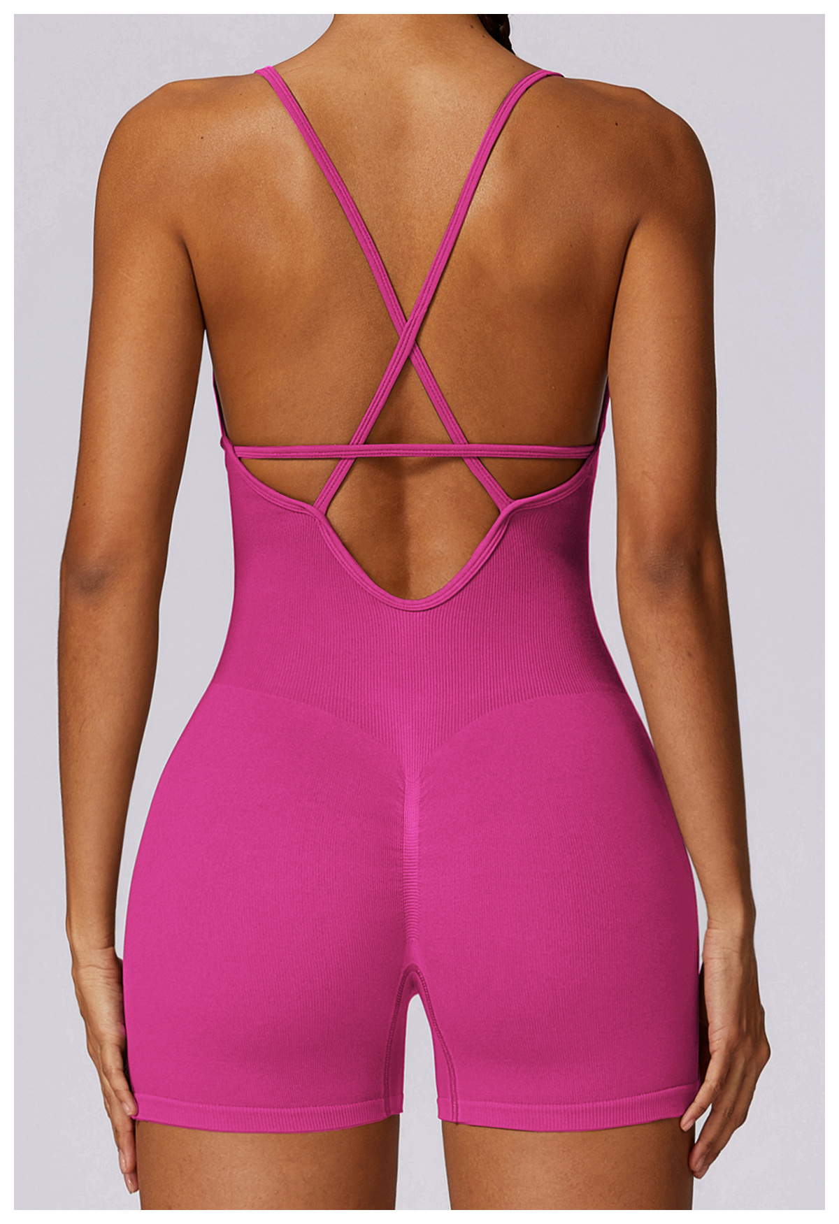 Fitness Seamless Beauty Back Yoga Jumpsuit High Elastic Belly Contracting Close Fitting Sports One Piece Women