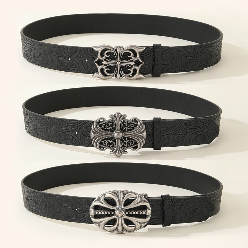 French-style vintage carved men's genuine leather belt, unique and trendy fashion, versatile punk studded belt for jeans French-style vintage carved men's genuine leather belt, unique and trendy fashion, versatile punk studded belt for jeans