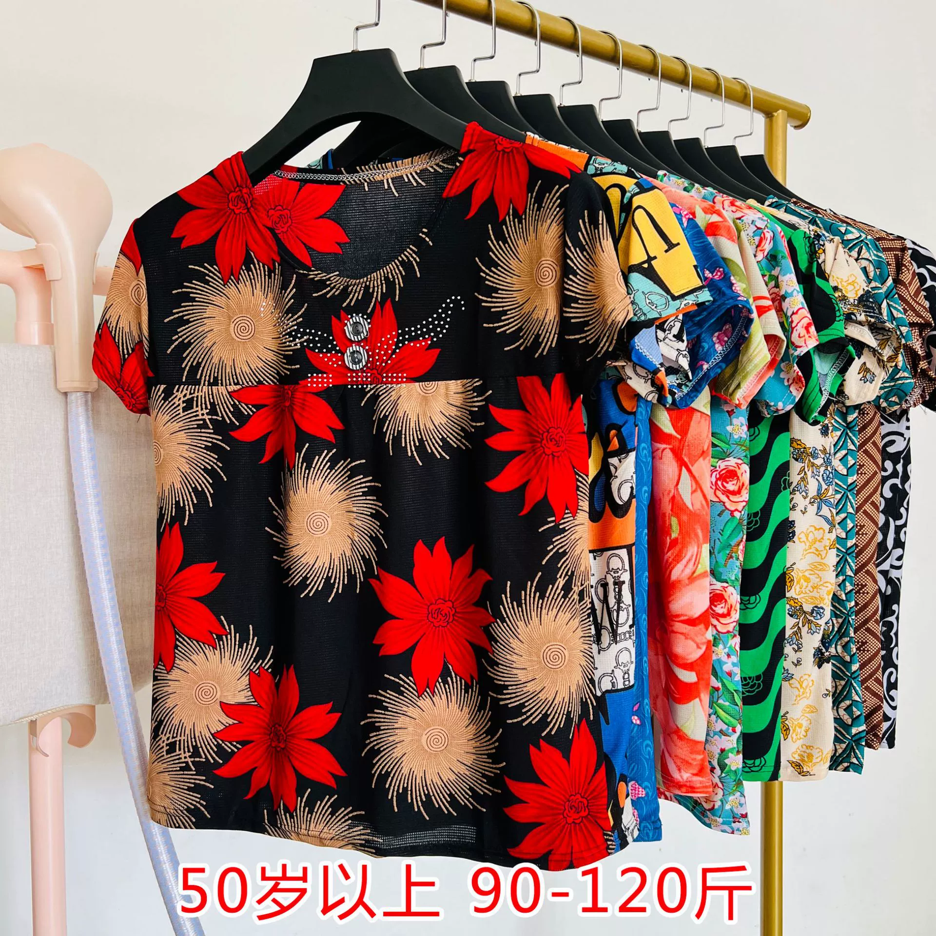 Мама одеваются большой размер летние платья среднего и пожилого возраста женская футболка стойло оптом бабушка новый рубашка с короткими рукавами производитель бесплатная доставка