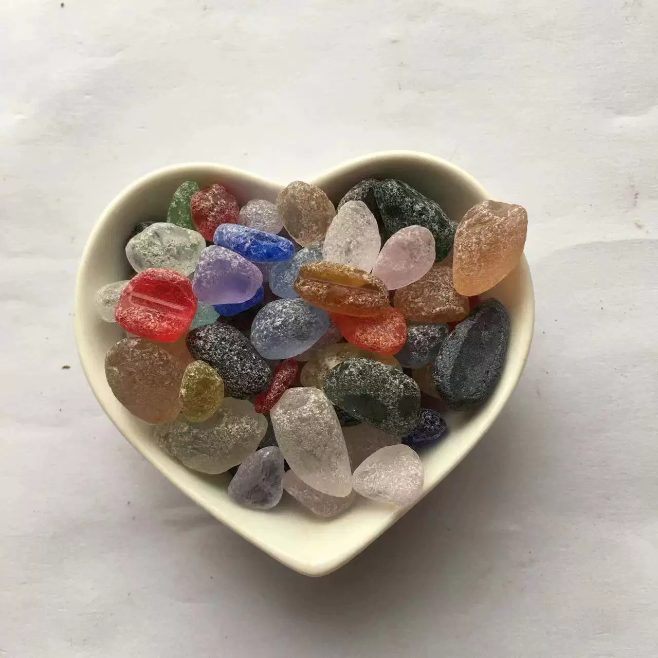 玻璃石装饰艺术原色不规则玻璃彩石玻璃块创意糖果玻璃珠饰品造景